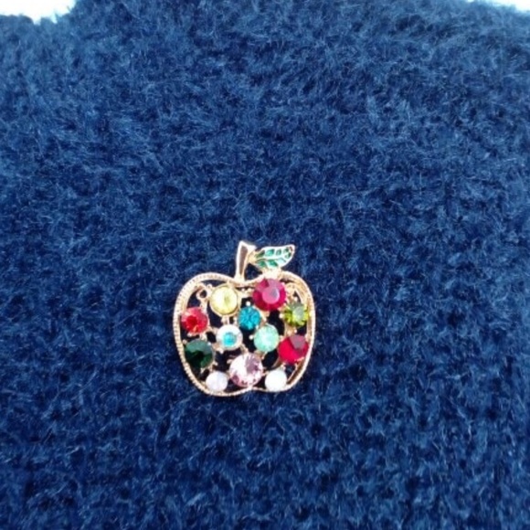 3/$23 Apple Shape Colorful Rhinestone Pin Brooch - Picture 3 of 5